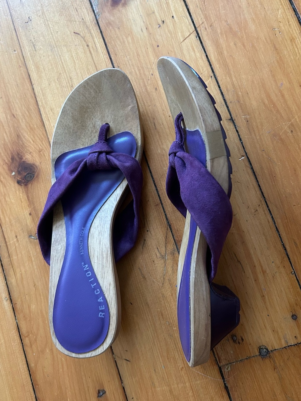 Kenneth Cole reaction vintage y2k purple knotted wood wedge heel 7.5